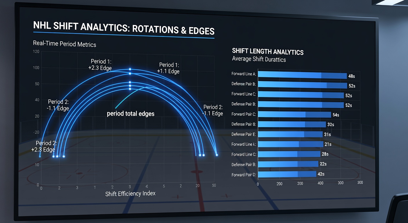 Detailed NHL shift length chart highlighting blue line rotation impacts on period totals