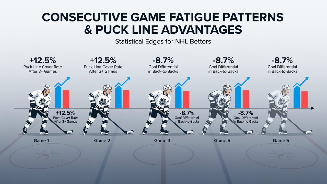 Statistical chart displaying NHL back-to-back game performance trends for puck line betting