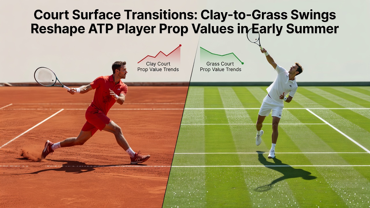 Detailed view of grass court conditions affecting serve and rally statistics during ATP summer swing events