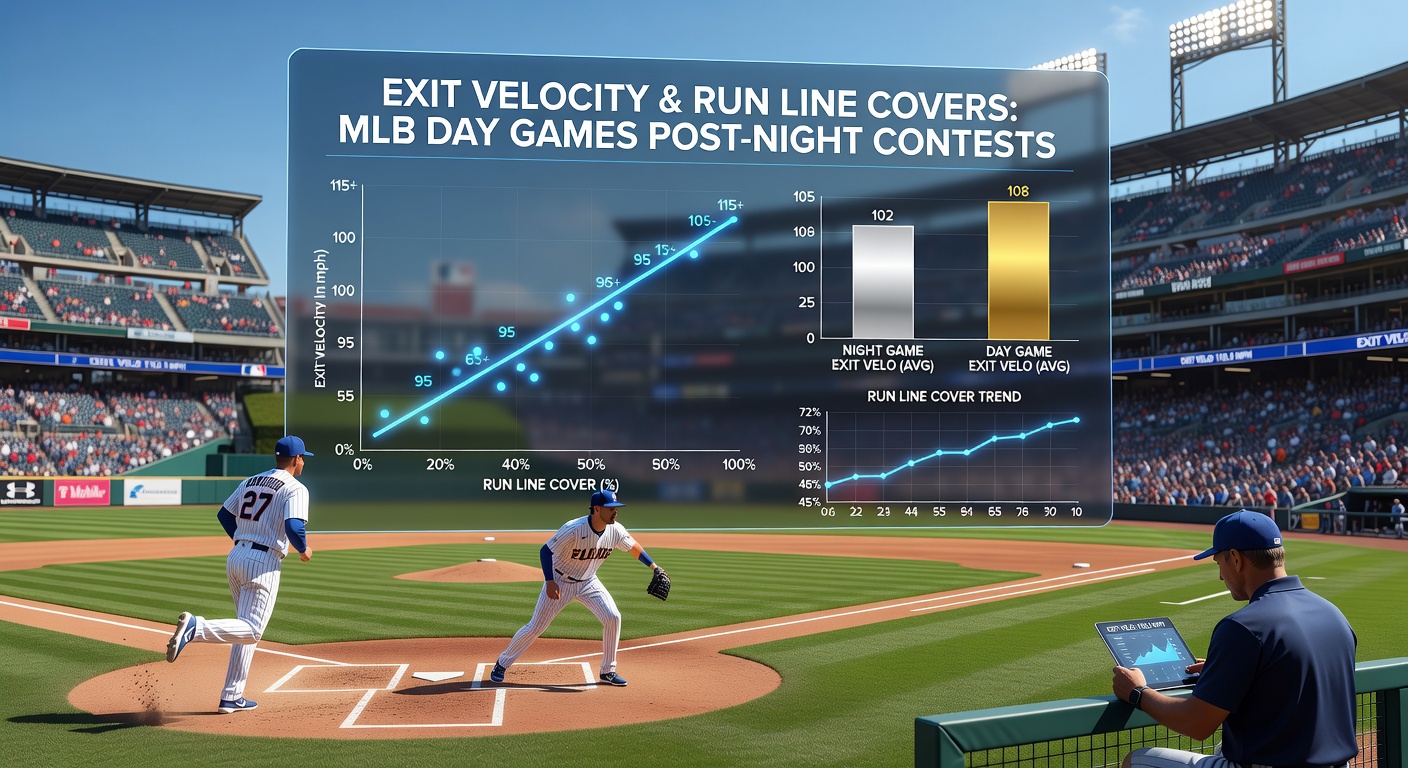 Analytics dashboard displaying exit velocity data correlated with MLB run line outcomes
