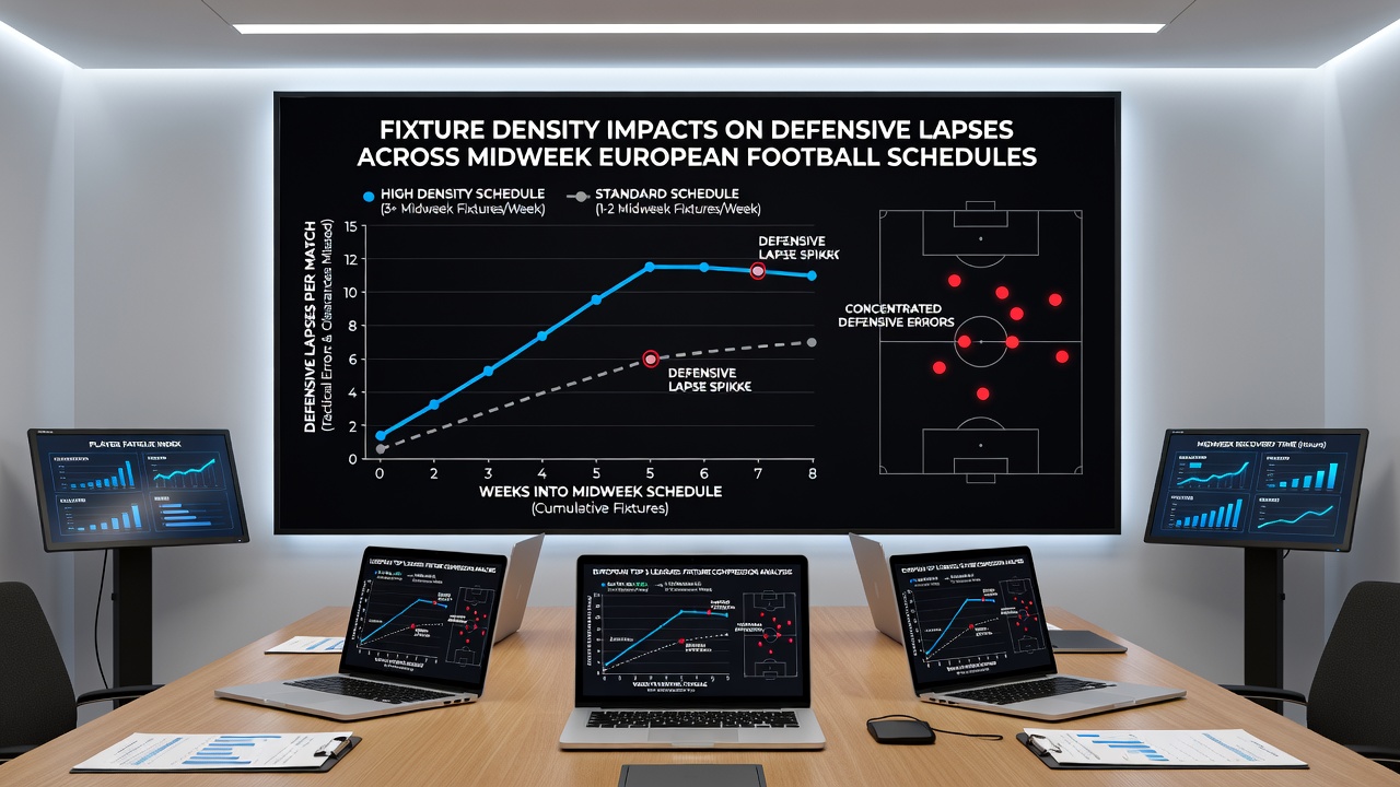 Defensive lapse during a midweek European football match under congested schedule