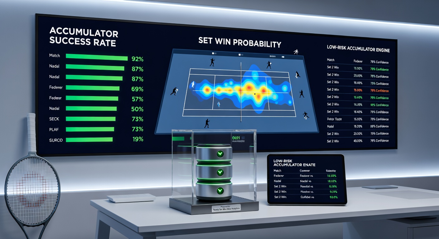 Data visualization chart showing tennis set win percentages across ATP tournaments, emphasizing low-risk accumulator patterns