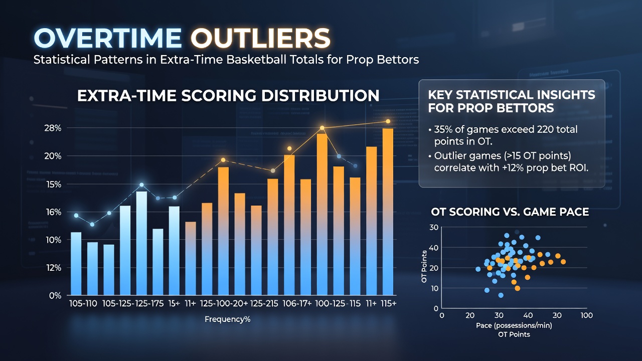 Close-up of basketball player attempting a shot during overtime with stats overlay showing points and efficiency