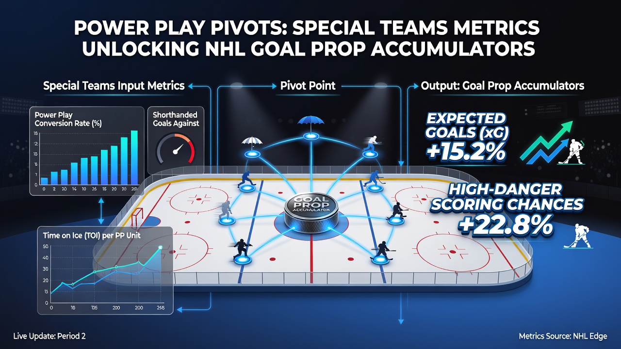 Close-up of an NHL scoreboard displaying goal and power-play statistics during a match