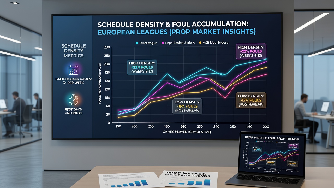 Graph illustrating foul accumulation trends during back-to-back European league games